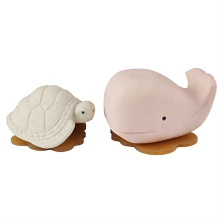 Hevea Squeeze&Splash bath toys - Whale & Turtle gift set Champagne Pink & Vanilla 
